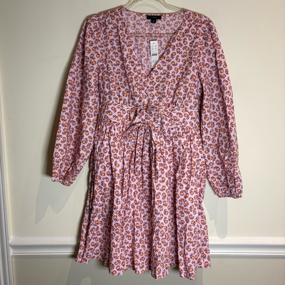 J. CREW V-Neck Cotton Poplin Mini Dress Peony Paisley Floral 8 NWT - Picture 5 of 9